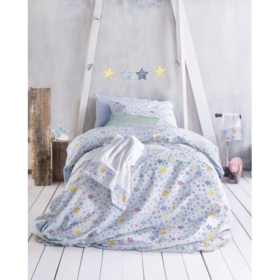 Σετ Παπλωματοθήκη Ημίδιπλη 2 Τεμαχίων Rythmos Glow Μπλε...