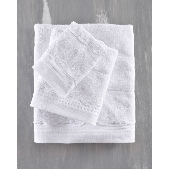 Σετ Πετσέτες 3 Τεμαχίων Rythmos Anika Λευκό