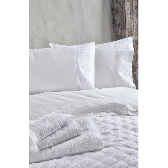 Σετ Σεντόνια Υπέρδιπλα 4 Τεμαχίων Rythmos Regatta Λευκό...