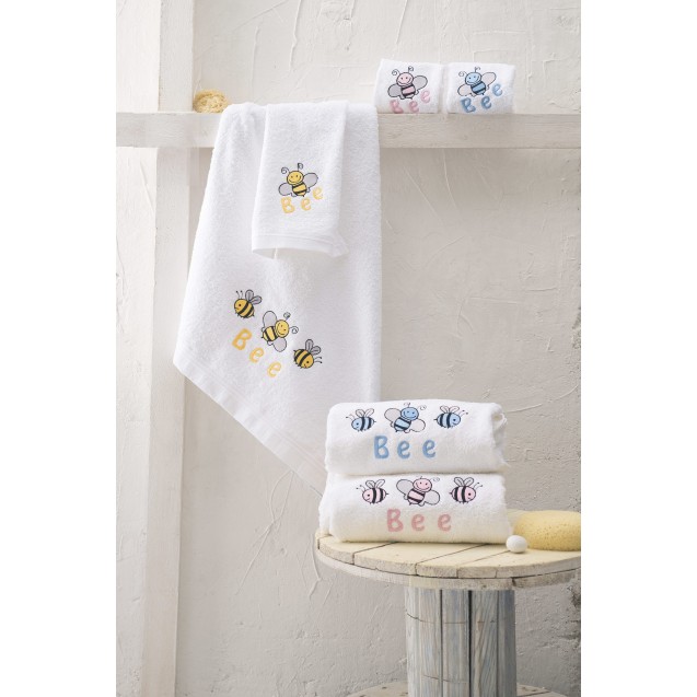 Σετ Πετσέτες 2 Τεμαχίων Rythmos Honey Bee Σιέλ