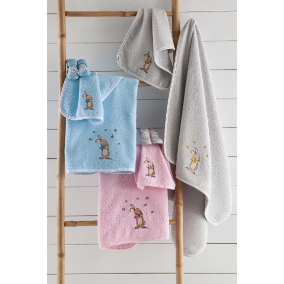 Σετ Πετσέτες 2 Τεμαχίων Rythmos Nunny Γκρι