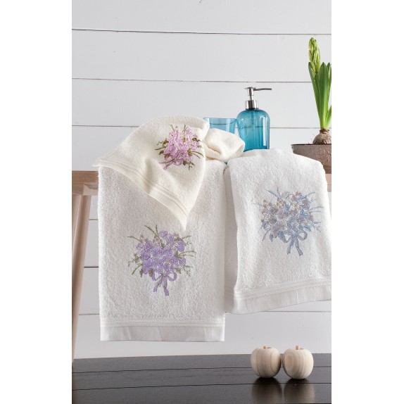 Σετ Πετσέτες 3 Τεμαχίων Rythmos Amelie Λευκό