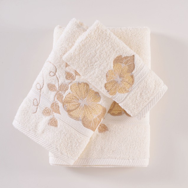 Σετ Πετσέτες 3 Τεμαχίων Rythmos Deborah Εκρού