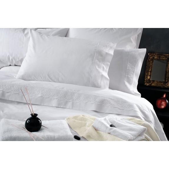 Σετ Σεντόνια Υπέρδιπλα 4 Τεμαχίων Rythmos Helga Λευκό...