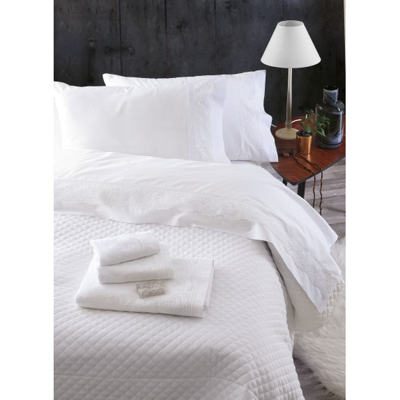 Σετ Σεντόνια Υπέρδιπλα 4 Τεμαχίων Rythmos Shiraz Λευκό...