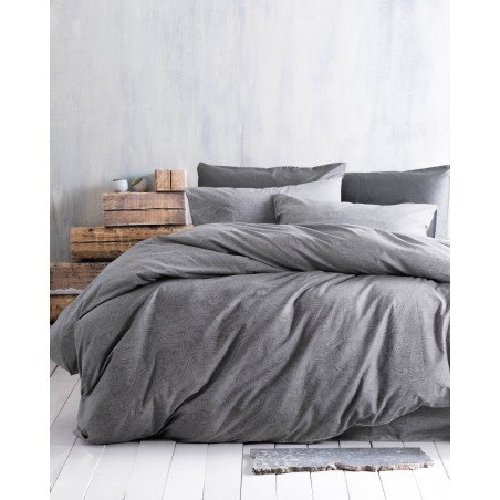 Σετ Σεντόνια Ημίδιπλα με Λάστιχο 3 Τεμαχίων Rythmos Charisma Γκρι 105x205+25