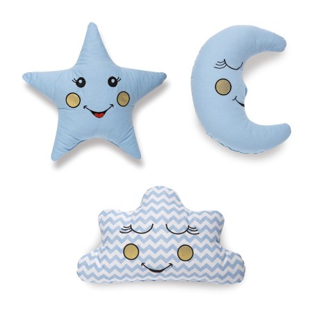 Σετ Μαξιλάρια Διακόσμησης 3 Τεμαχίων Sb Home Baby Deco Pillows Blue