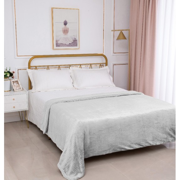 Κουβέρτα με Sherpa Μονή Silk Fashion Damask Light Grey...