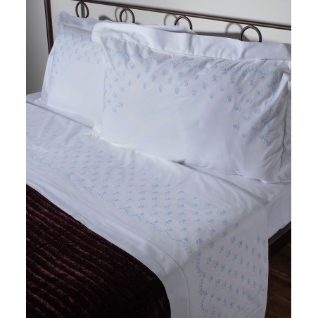 Σετ Σεντόνια Χειροποίητα Ημίδιπλα 3 Τεμαχίων Silk Fashion 2806B Λευκό Σιέλ 180x270