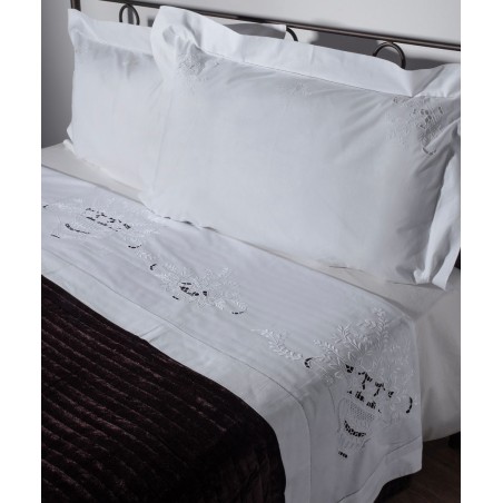 Σετ Σεντόνια Χειροποίητα Υπέρδιπλα 3 Τεμαχίων Silk Fashion 4187 Λευκό 225x270