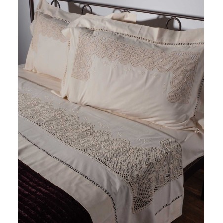 Σετ Σεντόνια Χειροποίητα Υπέρδιπλα 4 Τεμαχίων Silk Fashion 4642 Μπεζ 225x270