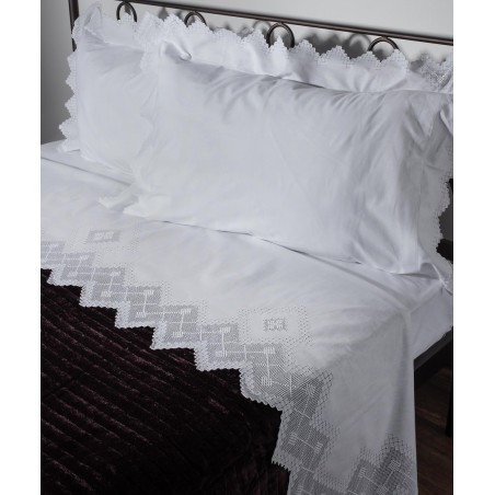 Σετ Σεντόνια Χειροποίητα Υπέρδιπλα 4 Τεμαχίων Silk Fashion 712 Λευκό 225x270