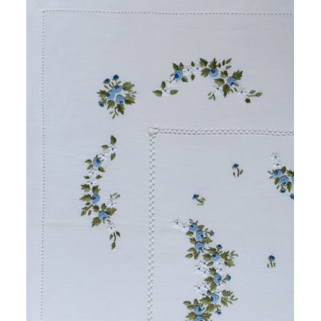 Σετ Σεντόνια Χειροποίητα Υπέρδιπλα 4 Τεμαχίων Silk Fashion 7003 Λευκό Σιέλ 225x270