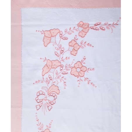 Σετ Σεντόνια Χειροποίητα Υπέρδιπλα 4 Τεμαχίων Silk Fashion NJ01 Λευκό Ροζ 225x270