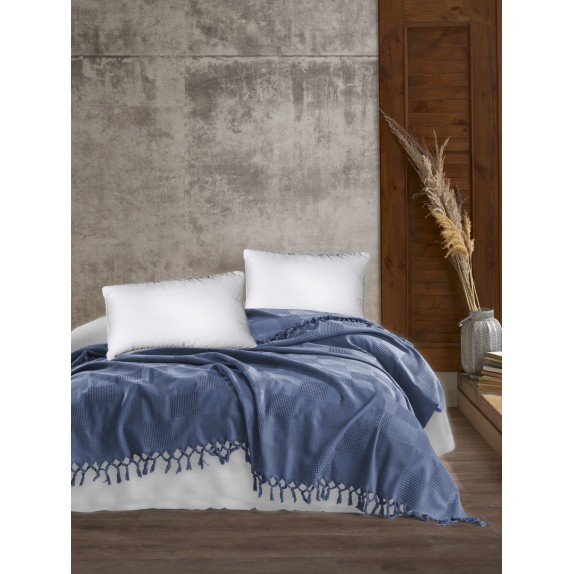 Κουβέρτα Πικέ Υπέρδιπλη Dimcol Jacquard Classic Blue 220x240
