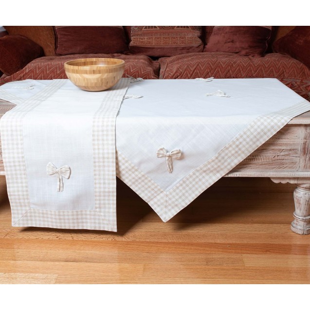 Καρέ Silk Fashion Bow Ivory/Καφέ 90x90