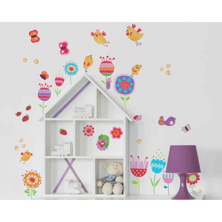 Διακοσμητικά Αυτοκόλλητα Τοίχου Ango Birds And Flowers 11214