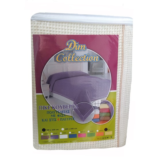 Κουβέρτα Πικέ Μονή Dimcol Εκρού 160x220