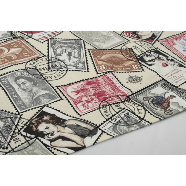 Καρέ Dimcol Vintage Post Stamps 482 Εκρού 90x90