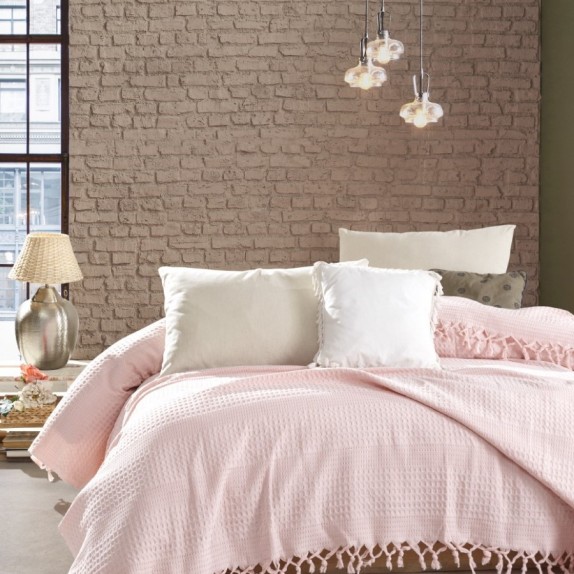 Κουβέρτα Πικέ Υπέρδιπλη Dimcol Dobby English Rose 220x240