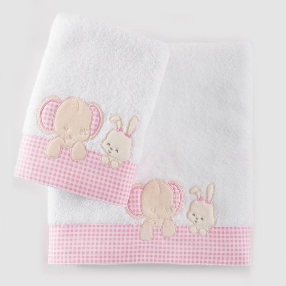 Σετ Πετσέτες Παιδικές 2 Τεμαχίων Rythmos Buddies Ροζ