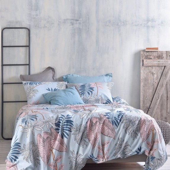 Σετ Σεντόνια King Size 4 Τεμαχίων Rythmos Solange Μπλε...