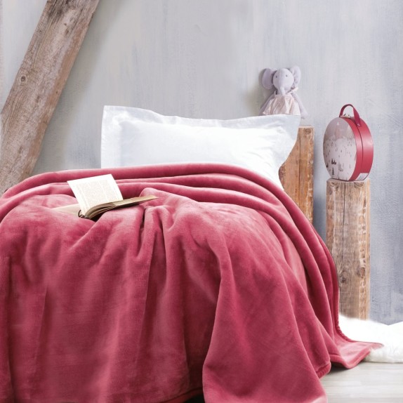 Κουβέρτα Βελουτέ Μονή Rythmos Velour Ροδί 160x220
