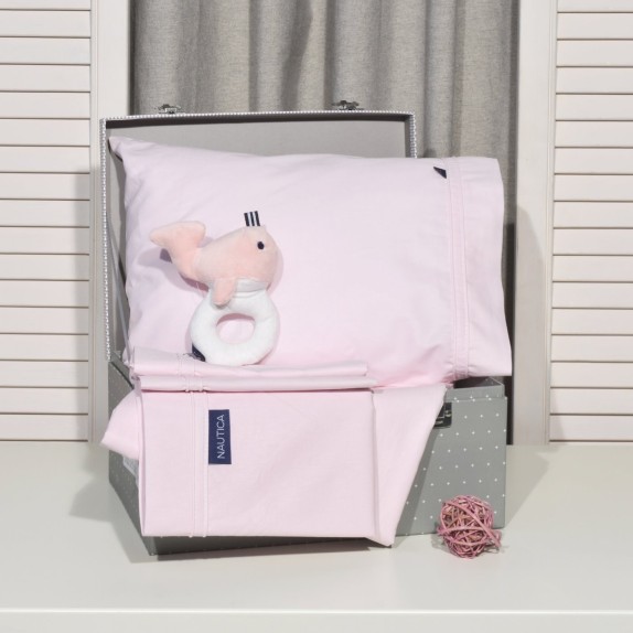 Σετ Σεντόνια Λίκνου 2 Τεμαχίων Nautica 102 Ροζ 80x110