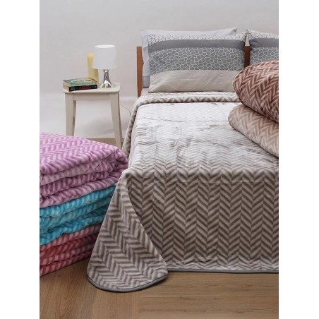 Κουβέρτα Υπέρδιπλη Βελουτέ Ζακάρ Anesis Fuchsia 220x240