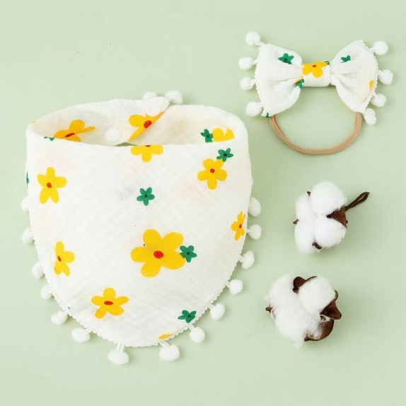 Σετ Σαλιάρα Μπαντάνα Μουσελίνα και Κορδέλα Μαλλιών Morven...