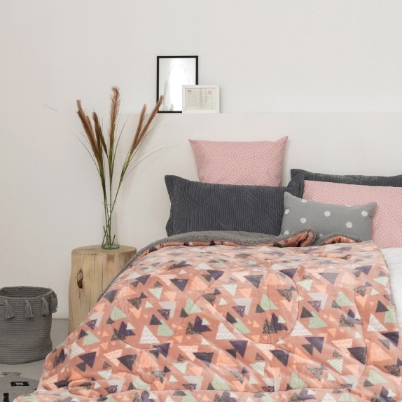 Κουβέρτα Fleece Φωσφοριζέ με Sherpa Υπέρδιπλη Palamaiki...