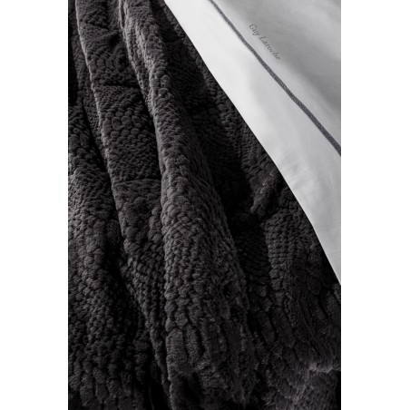 Σετ Κουβέρτα Γούνινη Υπέρδιπλη 2 Τεμαχίων Guy Laroche Crusty Black 220x240