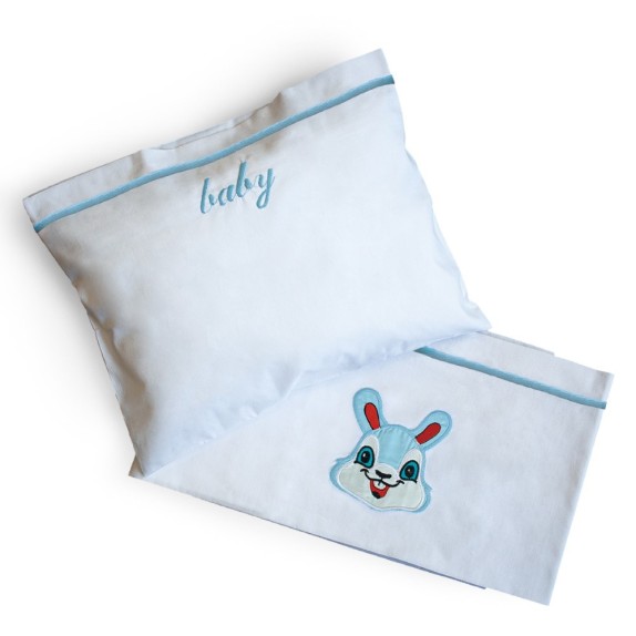 Σετ Σεντόνια Κούνιας 3 Τεμαχίων Sbaby Bunny Blue 120x160