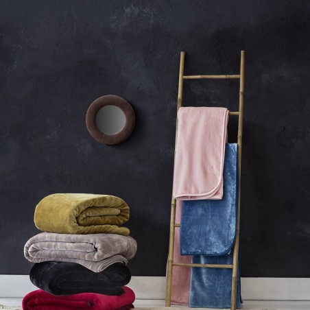 Κουβέρτα Βελουτέ Μονή Nima Coperta Black 160x220