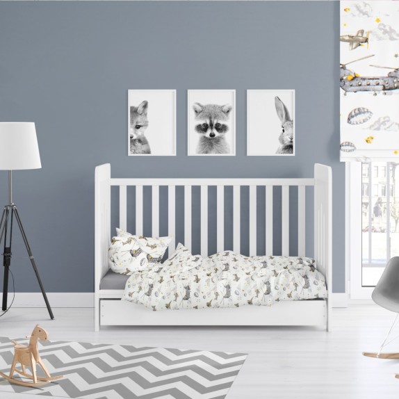 Πάπλωματοθήκη Κούνιας Dimcol Airforce 195 White-Grey 120x160