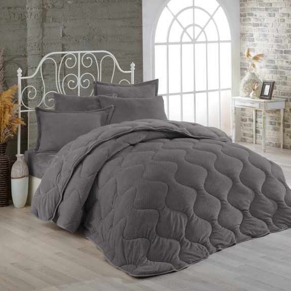 Κουβερτοπάπλωμα Μονό με Γούνα Dimcol 1920 Grey C04 160x220