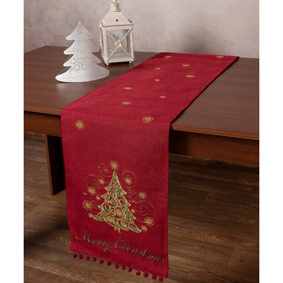  Χριστουγεννιάτικο Runner Silk Fashion NW347 Κόκκινη 35x175