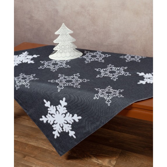  Χριστουγεννιάτικο Καρέ Silk Fashion NW348 Ανθρακί 87x87