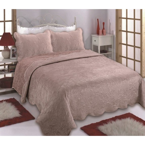 Σετ Κουβέρτα Βελούδο Υπέρδιπλη 3 Τεμαχίων Silk Fashion...