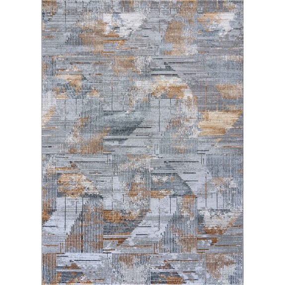 Χαλί Στρόγγυλο Madi Feathers Grey Gold Δ165