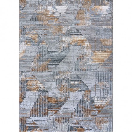 Χαλί Στρόγγυλο Madi Feathers Grey Gold Δ165