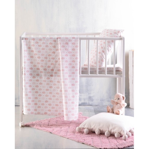 Σετ Σεντόνια Κούνιας 3 Τεμαχίων Rythmos Cloudy Σομόν 120x160