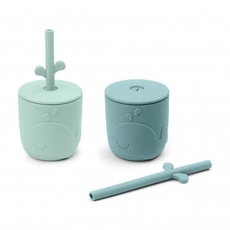 Σετ Παιδικά Κύπελλα με Καλαμάκι 2 Τεμαχίων Done By Deer Wally Blue BR76685