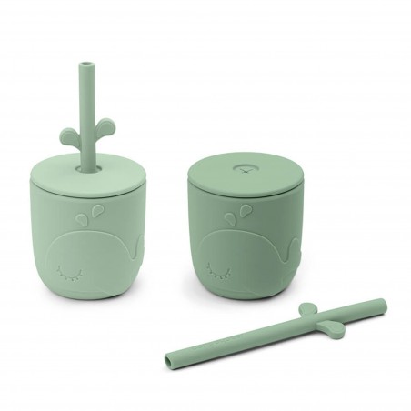 Σετ Παιδικά Κύπελλα με Καλαμάκι 2 Τεμαχίων Done By Deer Wally Green BR76686