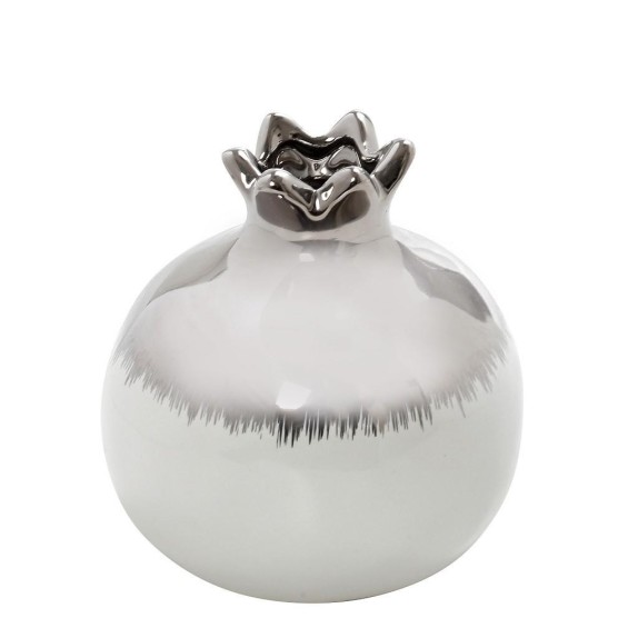 Ρόδι Espiel Κεραμικό Λευκό - Ασημί 11x11x12.5 cm ROD235K4