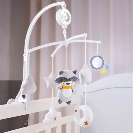 Μουσικό Περιστρεφόμενο Παιχνίδι Κούνιας Bebe Stars Raccoon 854-186