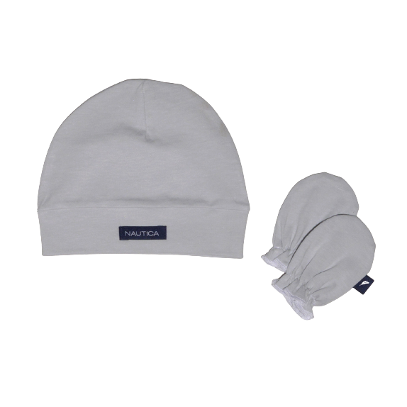 Σετ Σκουφάκι & Ζεύγος Γαντάκια Nautica des. 17 Γκρι Ανοιχτό