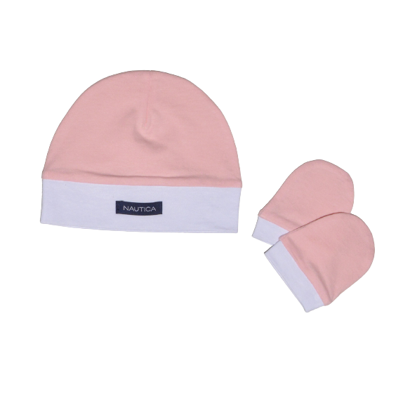 Σετ Σκουφάκι & Ζεύγος Γαντάκια Nautica des. 12 Ροζ-Λευκό