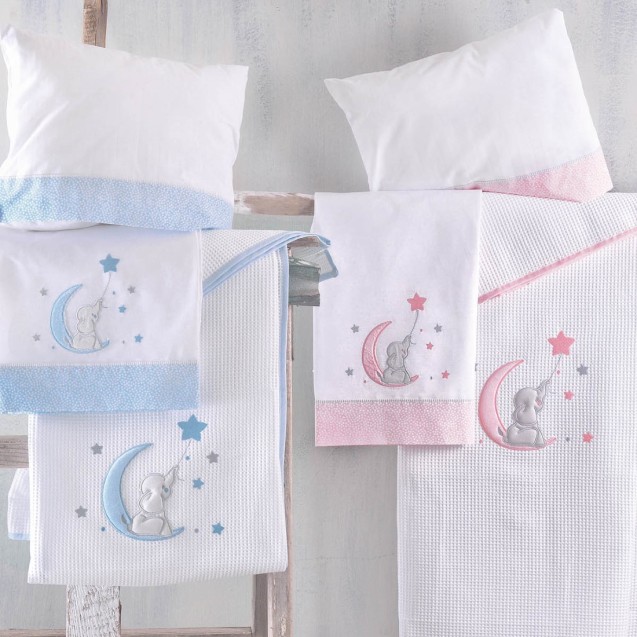 Κουβέρτα Πικέ Κούνιας Rythmos Fuzzy Ροζ 120x150