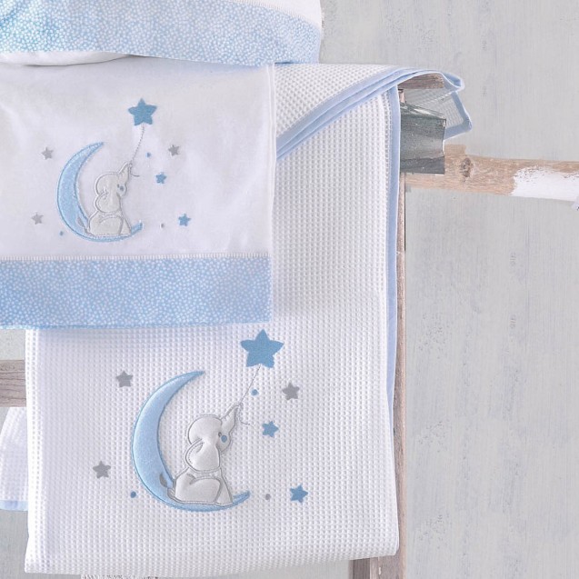 Κουβέρτα Πικέ Κούνιας Rythmos Fuzzy Σιέλ 120x150